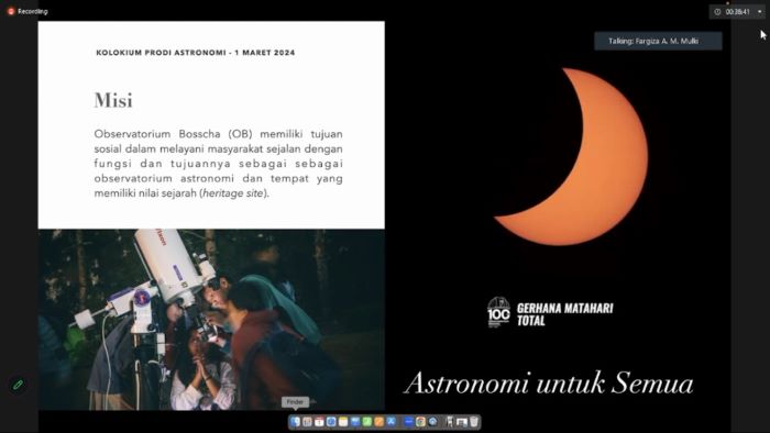ITB Astronomy Colloquium Encourages Student Participation in Bosscha Observatory’s Activities