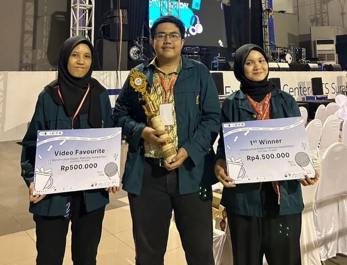 Three Students of ITB Civil Engineering Win 1st Place in the National Construction Project Planning Competition, Applying Lean Construction Concepts